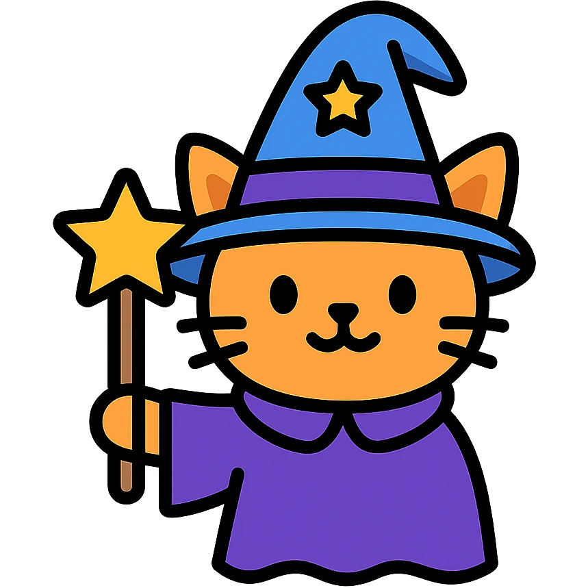 wizard cat colorful icon emoji