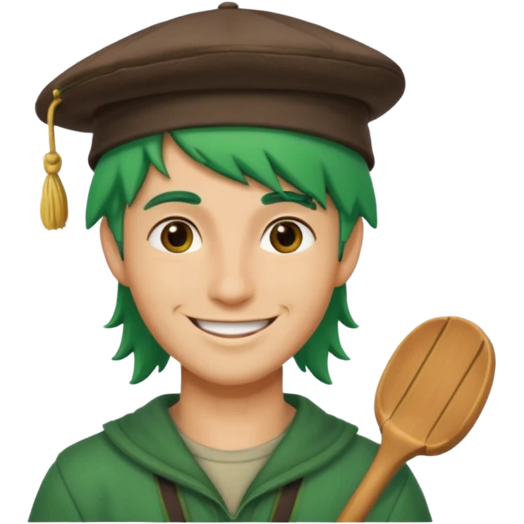 venice gondola guy green hair with hat emoji