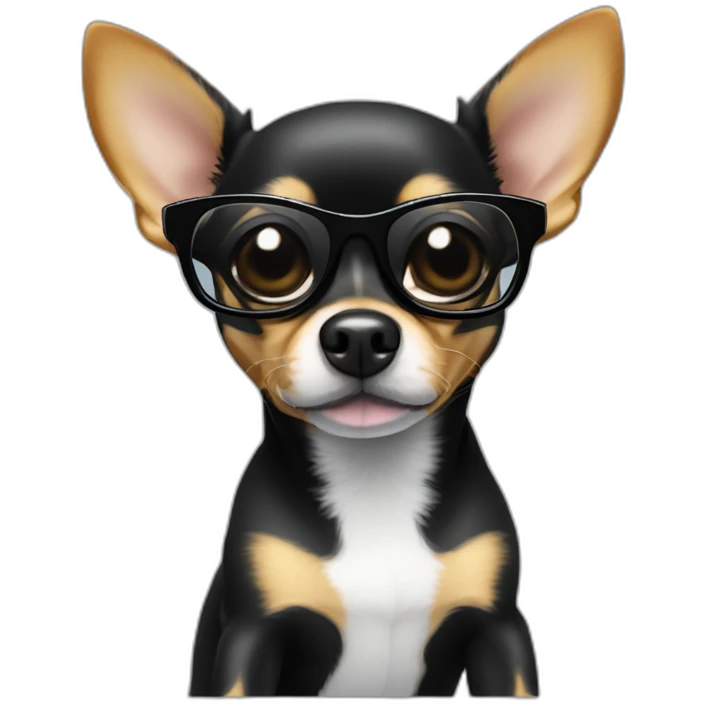 chihuahua NEGRO CON GAFAS DE SOL OSCURAS emoji