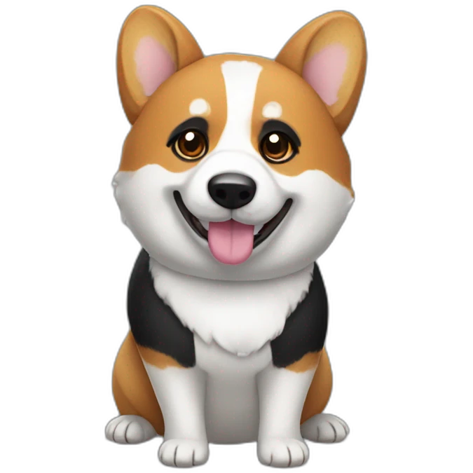 Corgi body wearing panda costume emoji