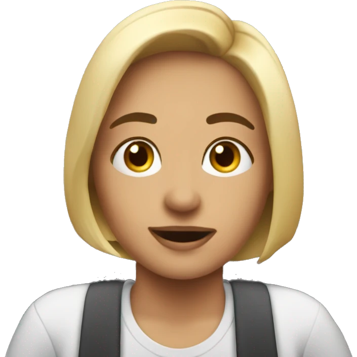 Emoji of woman on a video call in the car wearing al ALDI branded shirt emoji
