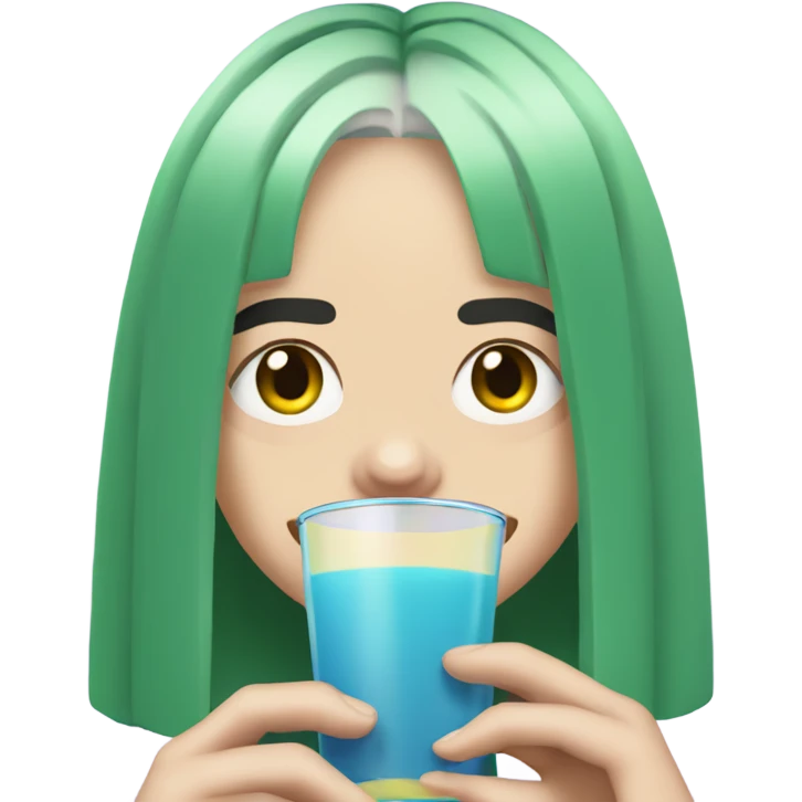 Billie Eilish drinking juice emoji