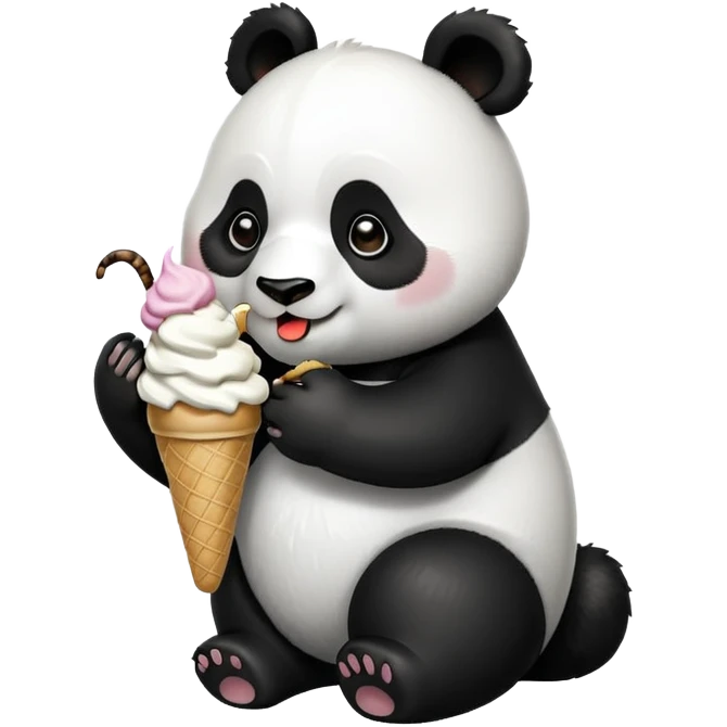 Panda eating ice cream emoji