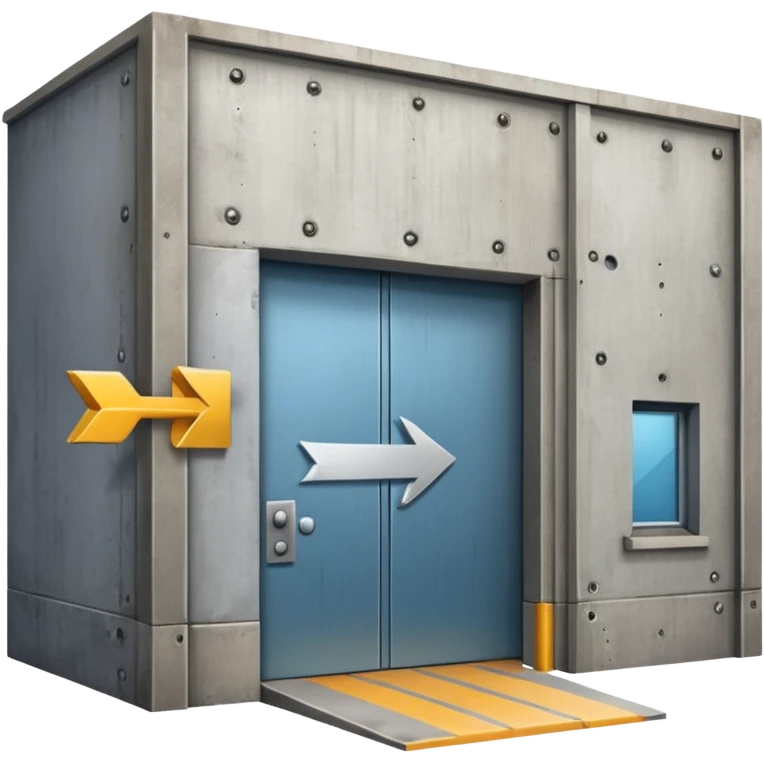 modern warehouse with an arrow that points in through te door emoji
