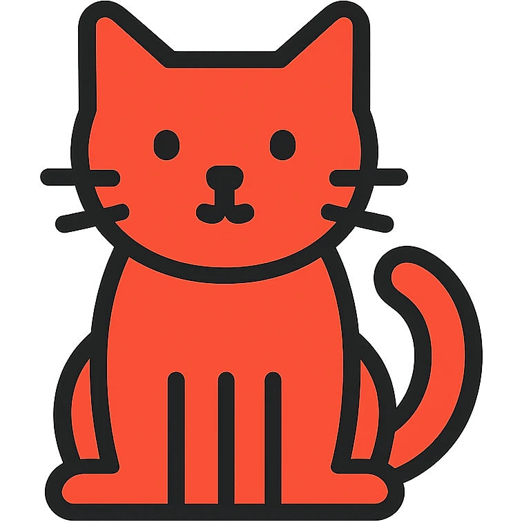 red cat, simple icon, clean lines, minimalist, suitable for app or website emoji