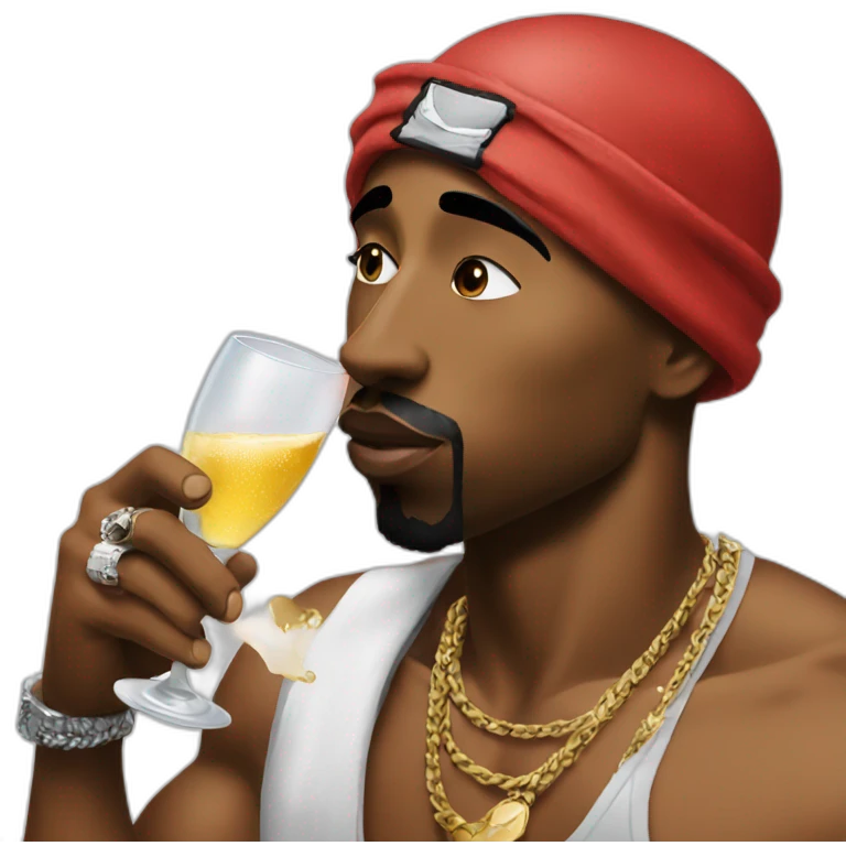 2pac with bandana drinking champagne emoji