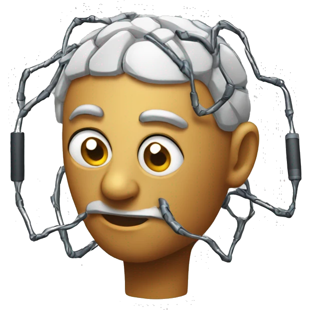 emoji ponderin with two electrodes in his head emoji
