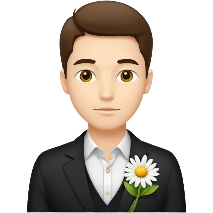 Stylish guy with single daisy in pocket emoji