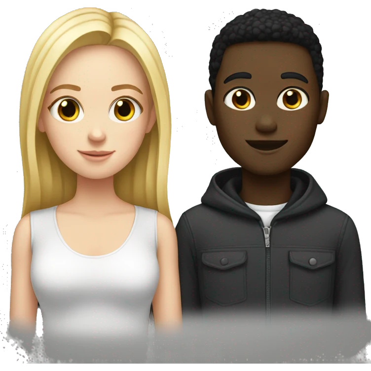 white girl with black boy emoji