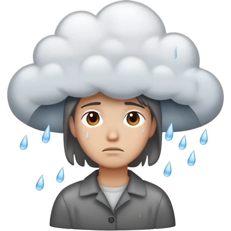 Sad person under cloud of rain  emoji