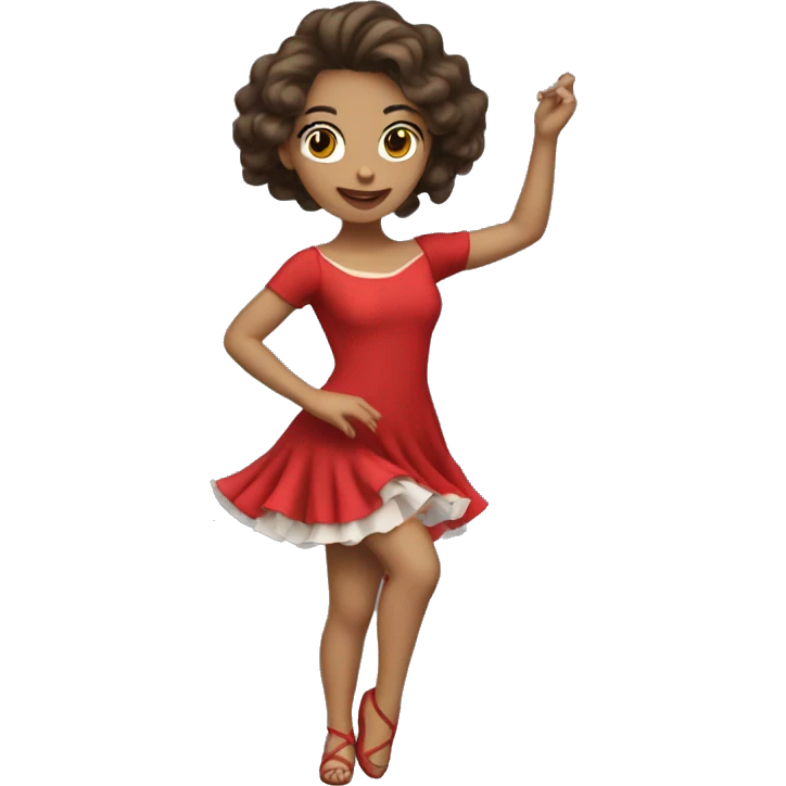Light skin brunette dancing girl with red dress emoji