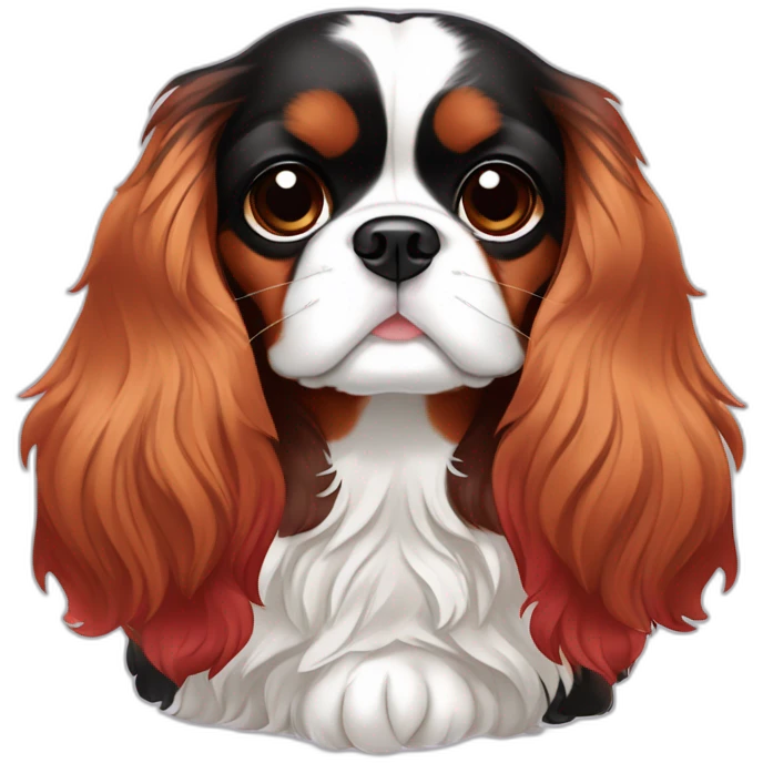 Cavalier King Charles Spaniel tricolor and cherry emoji