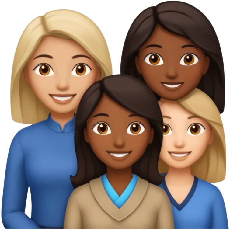 a group of 3 women, one is black, one is asian, one is indian emoji