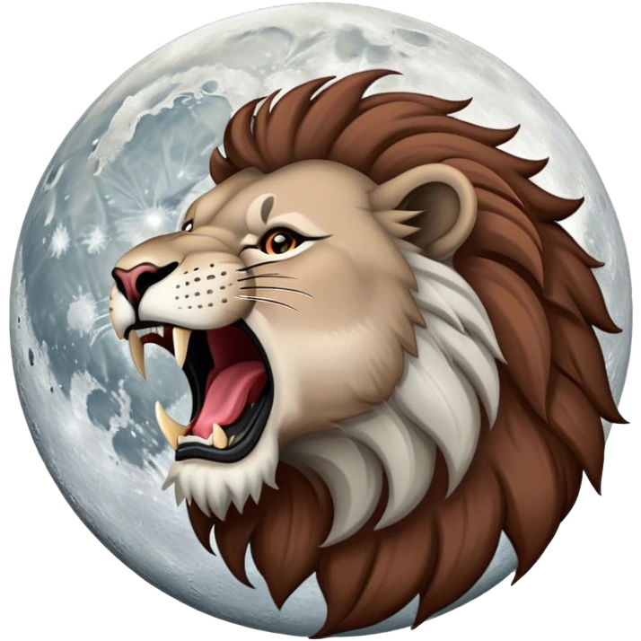 Full snow moon with roaring lion emoji