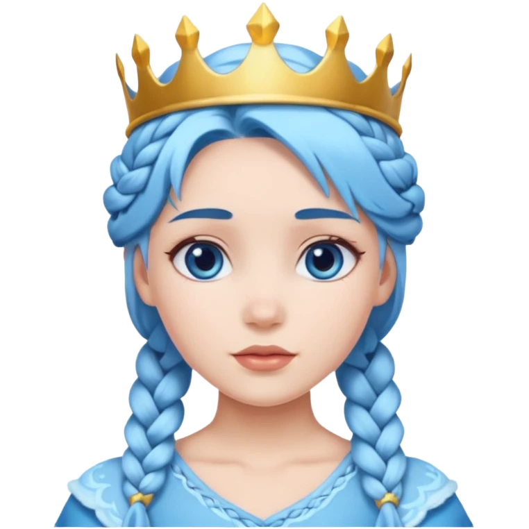 braided hair ice princess with ice crown, blue hair emoji