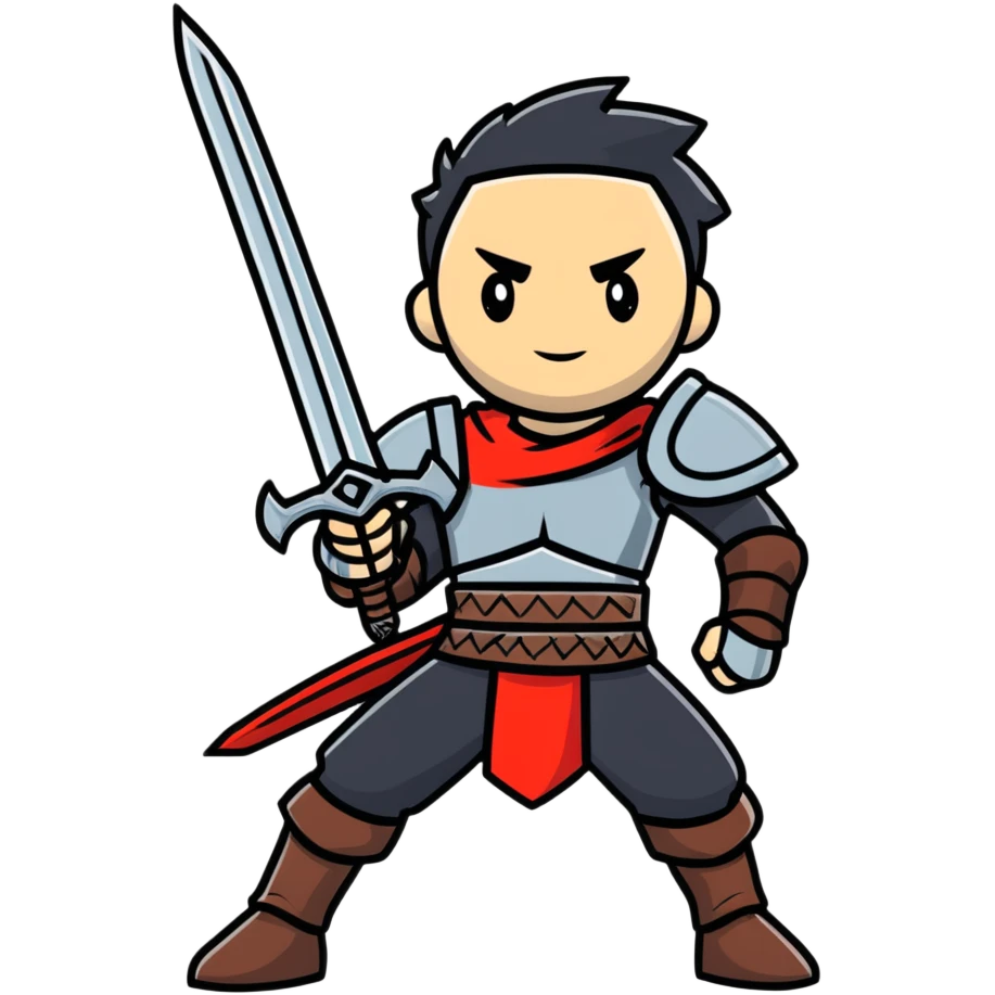 retro arcade fantasy warrior with big sword emoji