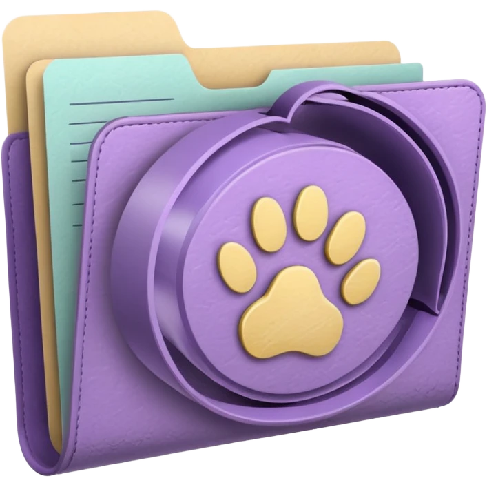 a pastel folder of documents with a pawprint on it emoji