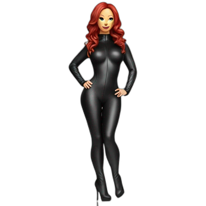 Bianca Beauchamp hyperréalisme in catsuit full body emoji