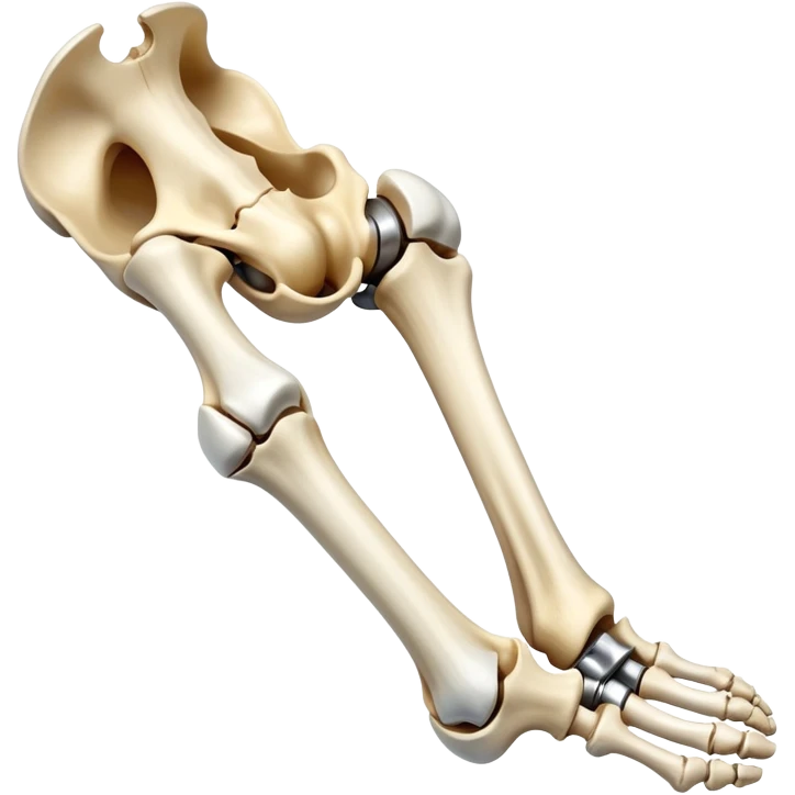 human knee bones, anatomical view showing femur, tibia, fibula, and patella emoji