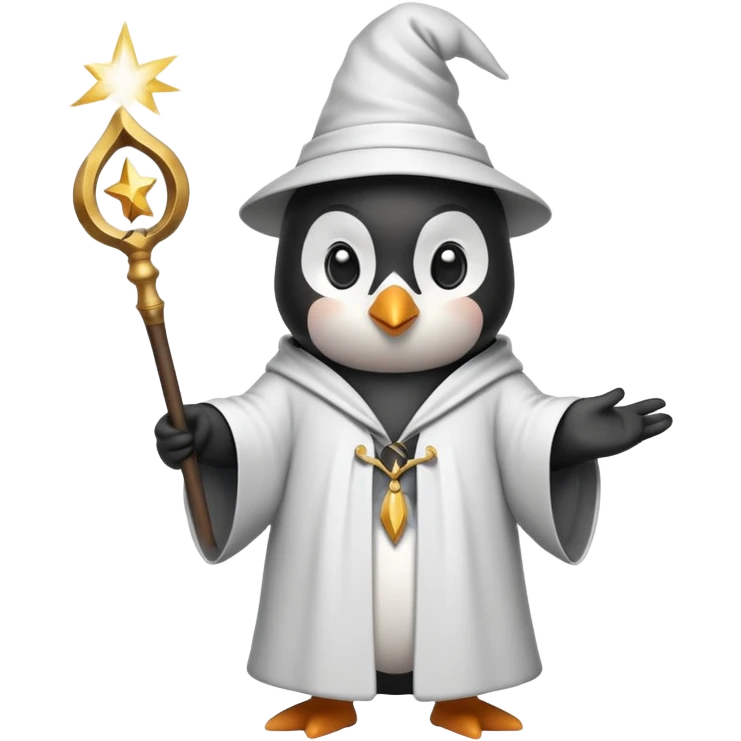 penguin wizard with magic wand emoji