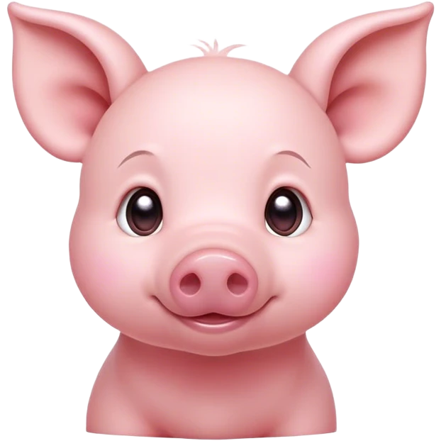 Cinematic Cute Piglet Portrait Emoji, Head tilted playfully and inquisitively, featuring a delicate rosy-pink hide with an adorably tiny snout and subtle sheen, round, sparkling beady eyes filled with boundless curiosity, Simplified yet irresistibly adorable features, highly detailed, glowing with a warm, friendly glow, high shine, affectionate and spirited, stylized with a touch of whimsical charm, bright and endearing, soft glowing outline, capturing the essence of a mischievous yet loving piglet, so playful it feels like it could nibble out of the screen and into your arms! emoji