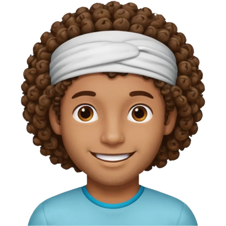 brown curly haired men with hairband emoji