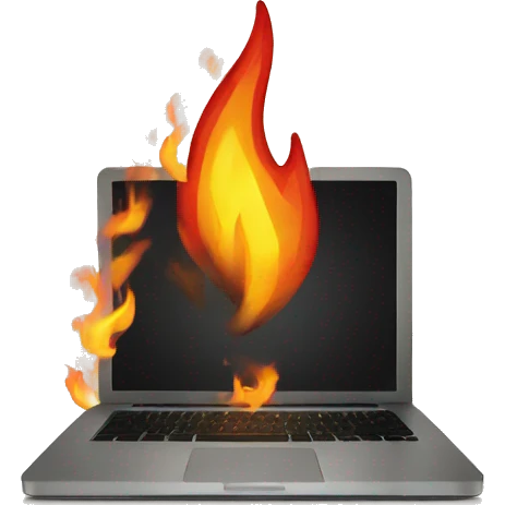 fire everywhere around laptop emoji