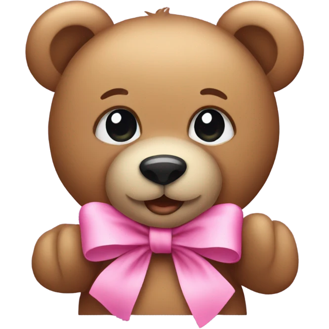 Teddy bear emoji with pink bow on eat emoji