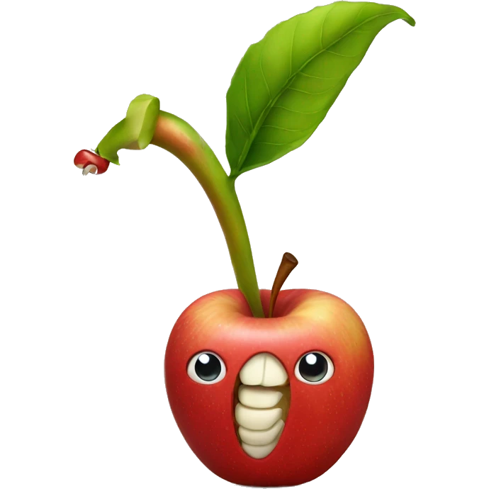 Apple with a worm emoji