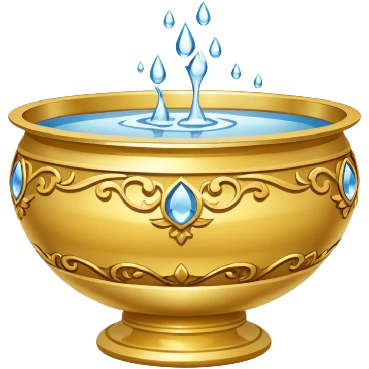 ornate gold bowl, top up inside view, full of water emoji