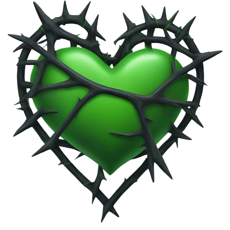 Black heart with green thorns wrapped around it emoji