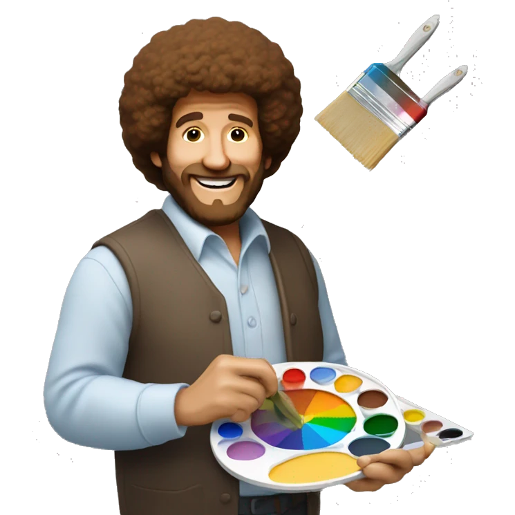BOB ROSS HOLDING A PAINT PALETTE emoji