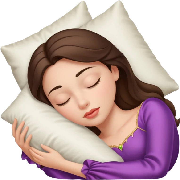 sleeping beauty brunette white girl with a silk pillow emoji