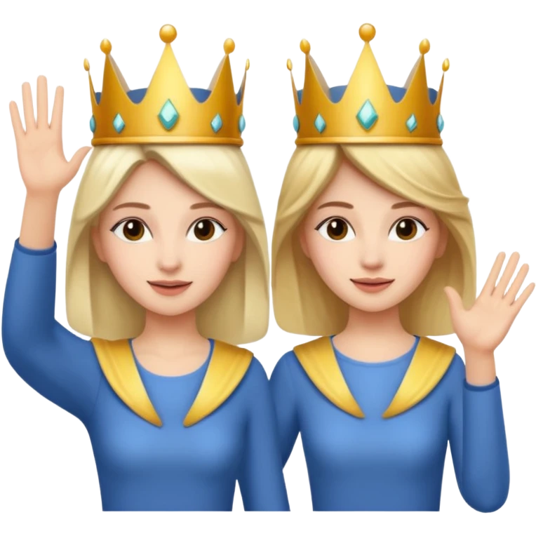 two women with crowns and the same outfit making high five emoji