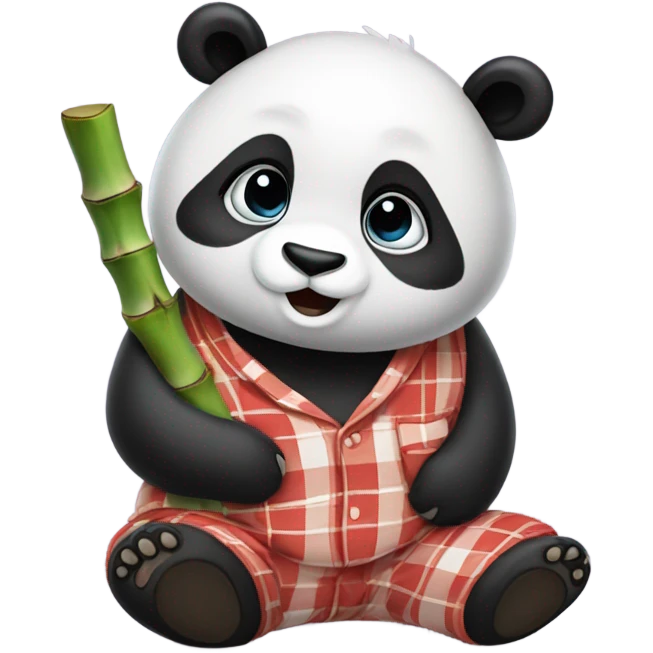 Panda with bamboo in plad pj pants emoji