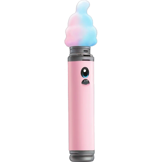 Pastel pink vape with blue light on the bottom.  emoji
