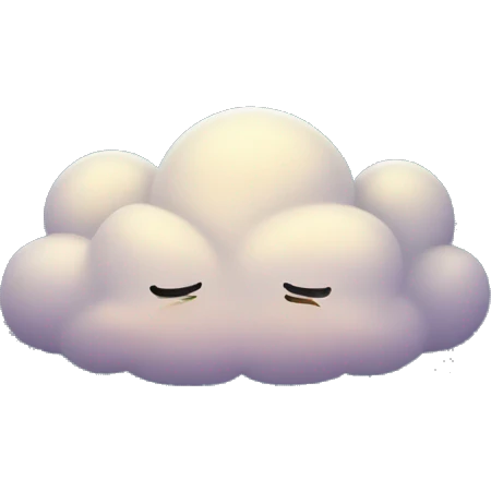 Create an emoji depicting a mystical cloud floating in a night sky, softly glowing with the light of the moon. Tiny, cute stars twinkle around the cloud, and the entire scene is surrounded by an aura of calm and mystery emoji