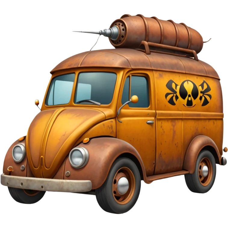 Professional exterminator’s antique tall moving van hot rod (bug shaped) emoji