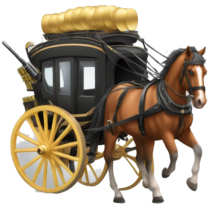 A horse-drawn carriage with ammunition emoji