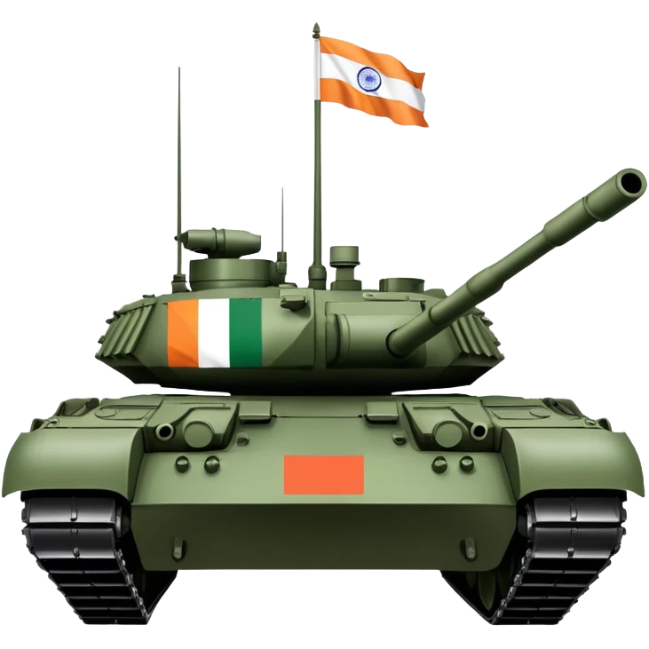 Indian military Arjun battle tank with Indian flag colors emoji