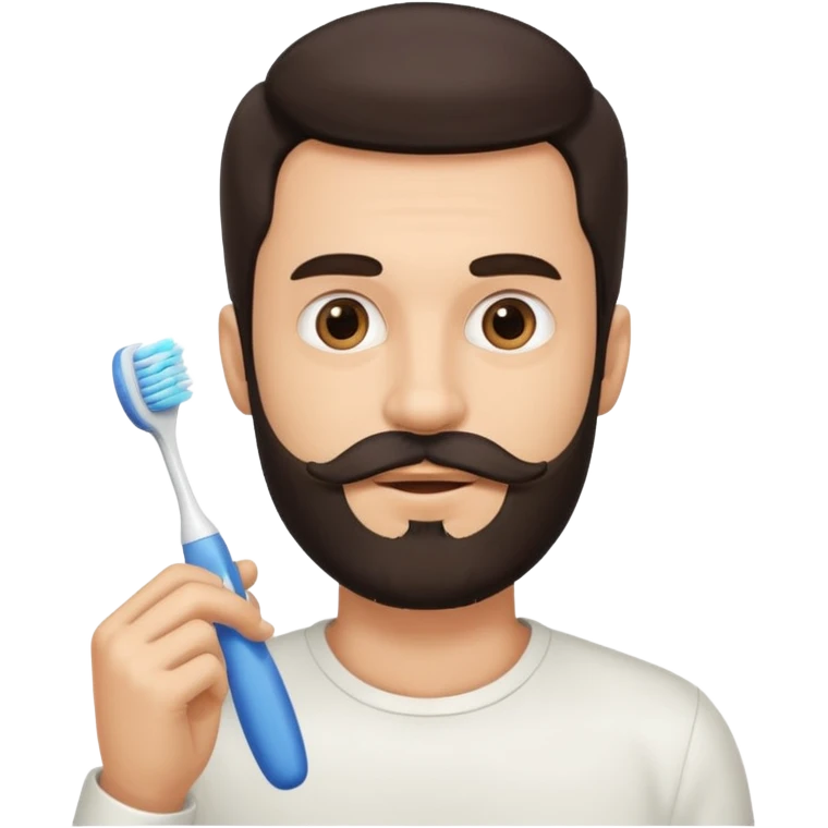 turn his beard into a tooth brush mushtache emoji