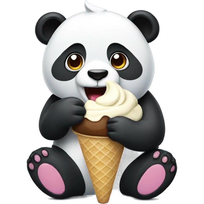 Panda eating ice cream emoji