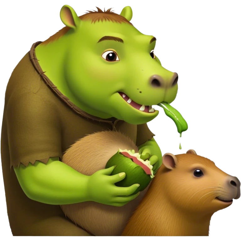 Crazy Shrek eat capibara emoji