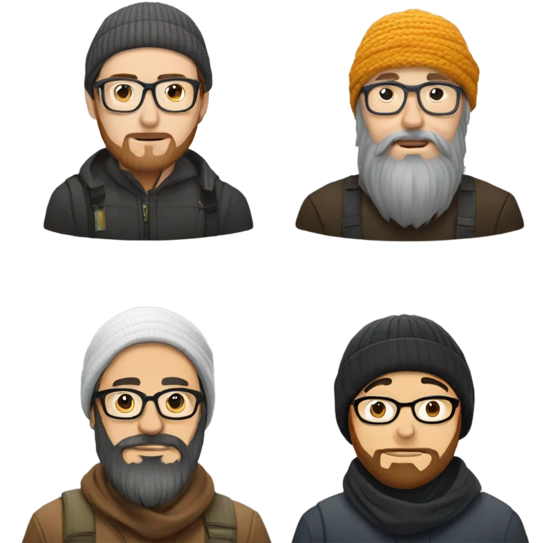 Three editors. One with a turban and beard. One is a white guy with a scraggly small beard. And one East Asian with glasses and beanie.  emoji