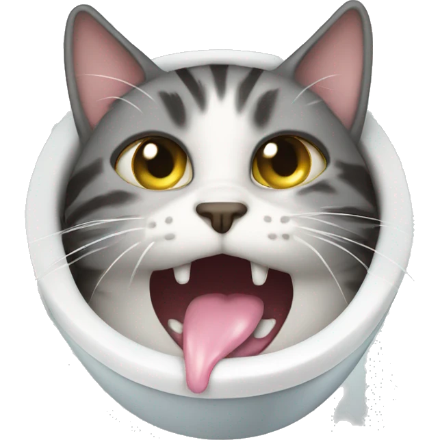 Cat throwing up in toilet emoji