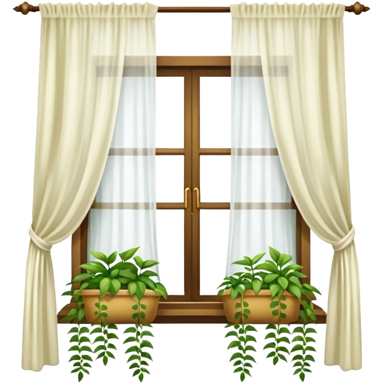 Window with hanging plants + curtain, Apartment Windows. emoji