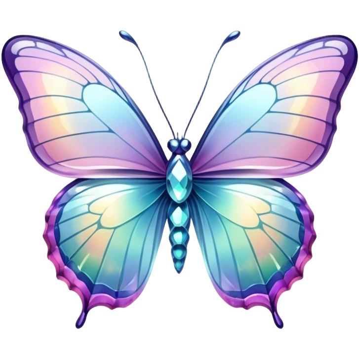 Sparkly glossy Pastel iridescent glass crystal butterfly emoji