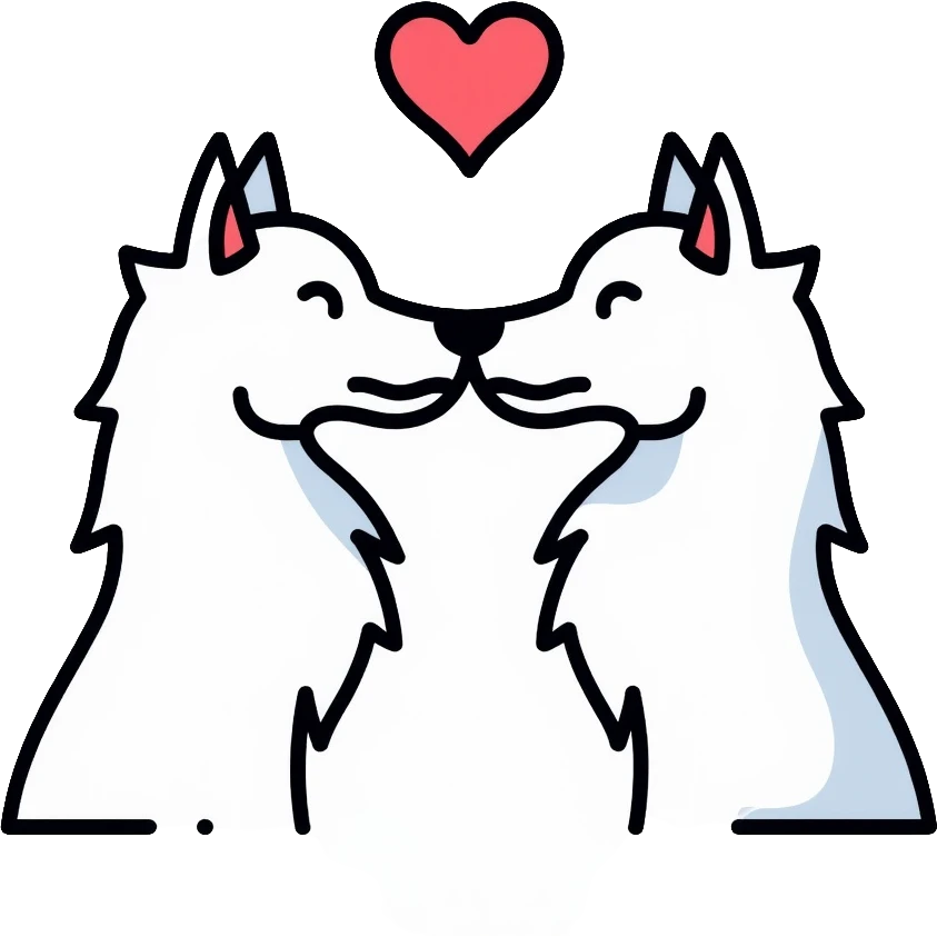 couple of white wolves in love emoji