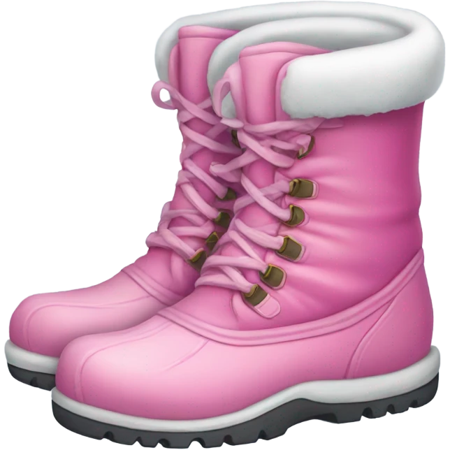 pink winter boots in the snow  emoji