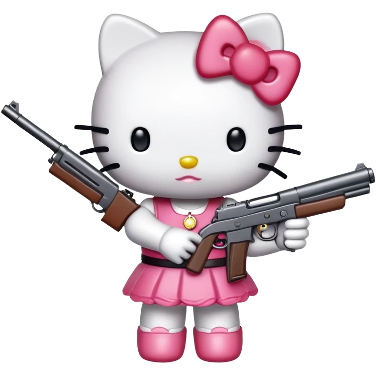 Hello kitty whit a gun  emoji